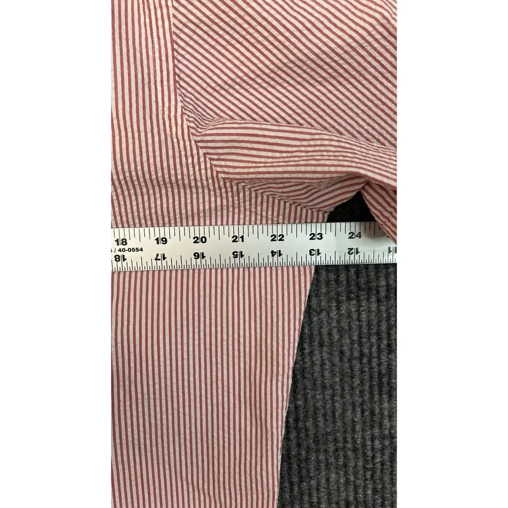 Ralph Lauren Button Down Shirt Mens Medium Red White Striped Seersucker Preppy